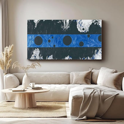 Iallbin Abstract Canvas Wall Art, Large Wall Art for Living Room, for Wall Modern Paintings Wall Decor Living Room (Abstract, Black and Blue, 58L x 29W)