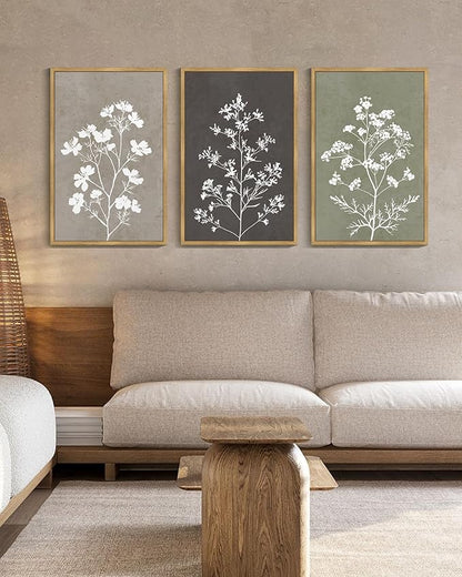 Drsoum Flower Framed Wall Art Vintage Floral Minimalist Wall Hanging Decor Farmhouse Colorful Botanical Prints Artwork for Bedroom Living Room Hallway 16x24in Natural Framed