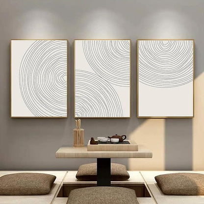 Minimalist Circle Geometric Line Art Boho Wall Art Set of 3 Neutral Abstract Canvas Painting Pictures Boho Prints Wall Art Unframed Artwork Posters for Bedroom Living Room Wall Decor 12X16 Inch