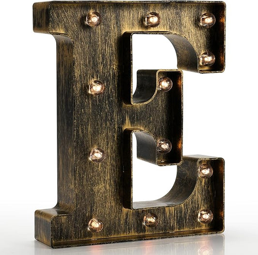 Pooqla Vintage Light Up Marquee Letters with Lights – Illuminated Industrial Style Lighted Alphabet Letter Signs - Coffee Bar Apartment Bedroom Wall Home Initials Decor A-Z
