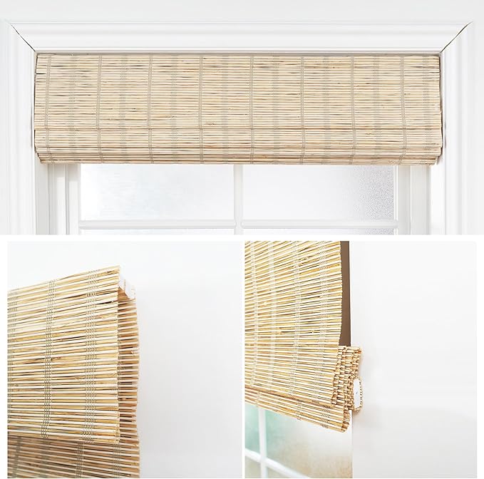 Motorized Bamboo Roman Shades, Motorized Blinds with Remote Compatible with Homekit, Alexa GoogleHome, Smart Wood Woven Shades for Indoor Windows, Customize, Tidebeam