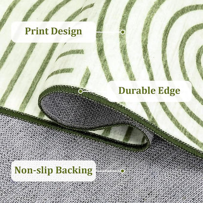 ROYHOME Modern Rug 2x6 Runners for Hallways, Abstract Kitchen Runner Rugs Non Slip Bath Runners, Rainbow Washable Runners Rug for Bedroom, Soft Long Rugs for Entryway Bathroom Laundry Dorm, Green