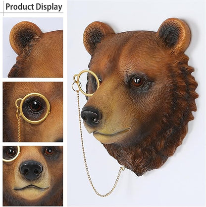 UITWMKTG Simulated Animal Head Wall Decor Colored Animal Sculptures Wall Mount 3D Wall Art Decoration for Home Bedroom Living Room Decor Bear