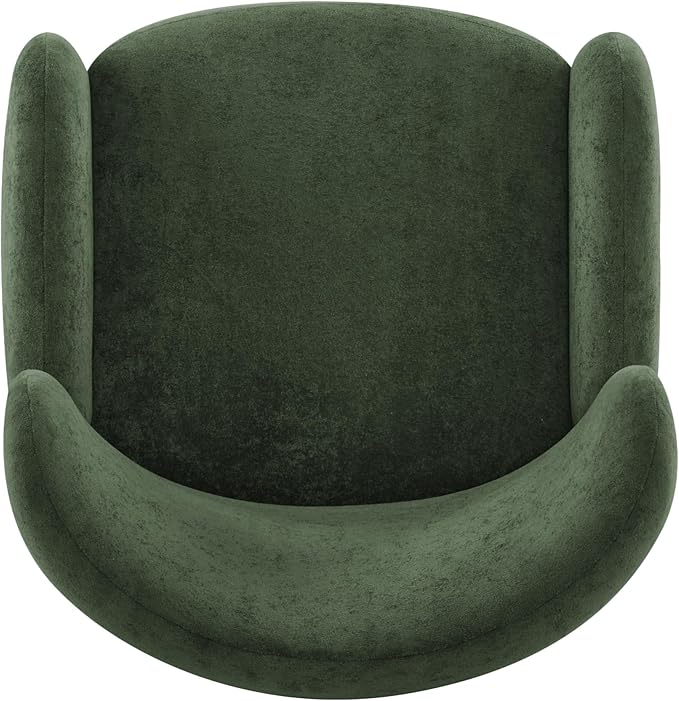 Christopher Knight Home Dolly Velvet Wingback Club Chair, Bedroom Comfy Reading Chair, Low Profile Accent Chair, Solid Wood Frame, Olive Green+Teak