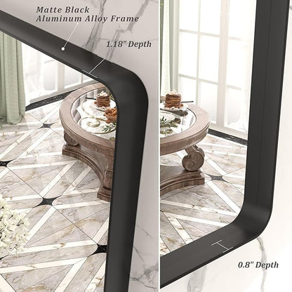 CHAMROR 55x36 Inch Black Metal Framed Bathrrom Mirror for Wall, Black Rounded Rectangle Mirror, Matte Black Bathroom Vanity Mirror, Anti-Rust, Tempered Glass, Hangs Horizontally or Vertically