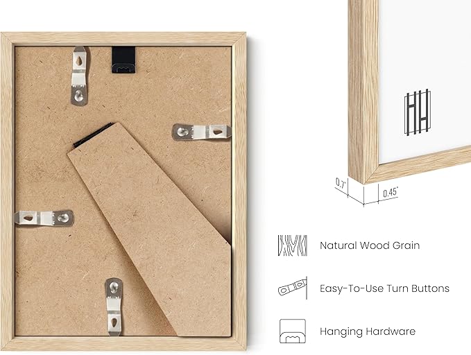 HAUS AND HUES Beige Oak Wood 6x8 Picture Frame - Modern Wood Wall Art Display - Lightweight 6x8 Frame for Art Prints, Photos, Posters - Ready-to-Hang Vertically & Horizontally (Set of 3)