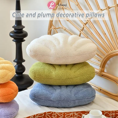 Lfsaaj Seashell Throw Pillows, Shell Shaped Throw Pillows, 18 Inch Soft Home Decorative Pillow Plush Cushion for Bed Couch Living Sofa Room Decor Accent Throw Pillow (Dusty Blue 18Inch)