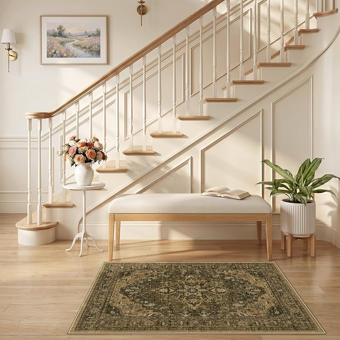 RELEANY Area Rugs 2'6"x4' Kitchen Rugs Entry Rug Small Rugs for Entryway Kitchen Bathroom Door Mat Indoor Entrance,Washable Non Slip, Brown Dark Brown