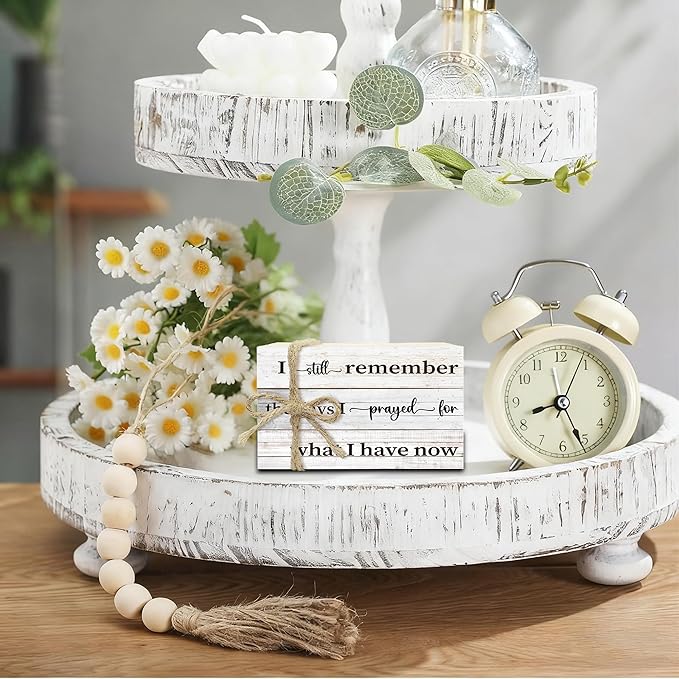 Decorative Books For Home Decor, Wood Book Stack For Table Decor, I Still Remember The Days I Prayed Decor Books For Living Room Bookshelf Office Coffee Bar, Farmhouse Stacked Books Decor (L05)