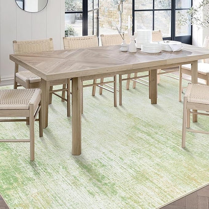 Area Rugs 6x9 Living Room: Washable Rug Modern Abstract Large Rugs Soft Non Slip Neutral Rug Stain Resistant Indoor Carpet for Bedroom Kitchen Dining Room Nursery Home Rugs(Green,6'x9')