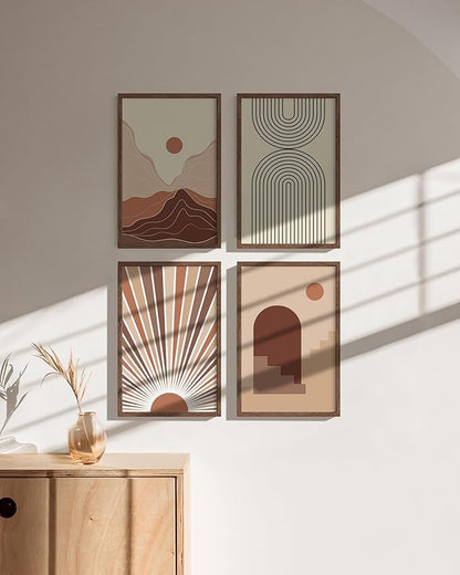 HAUS AND HUES 11x17 Walnut Oak Frame Set of 4 - Wooden Poster Holders, Rustic Gallery Wall Display