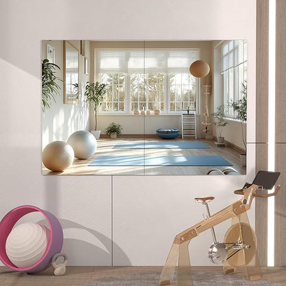 Hasipu Home Gym Workout Mirror 40" L x 30" W-2pcs Large Full Length Mounted Full Body Frameless Mirror for Workout, Yoga, Garage, Bedroom, Dance