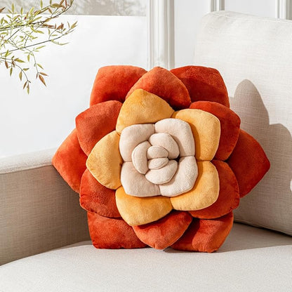 3D Plant Pillow 17.7'' Cute Flower Throw Pillow Multicolour Plant Shaped Decor Soft Unique Plush Decorative Pillow Throw Cushions for Bedroom Home Decorations