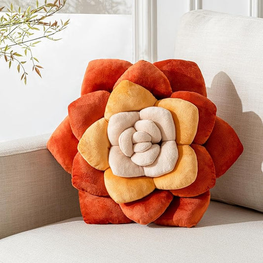 3D Plant Pillow 13.8'' Cute Flower Throw Pillow Multicolour Plant Shaped Decor Soft Unique Plush Decorative Pillow Throw Cushions for Bedroom Home Decorations