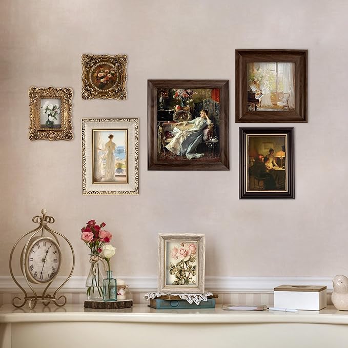 10-Pack Vintage Picture Frames Set - Ornate Antique-Style Wall & Tabletop Photo Frames for Gallery, Bedroom, Living Room Decor, No Photos Included (Vintage)