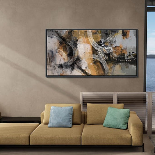 KLAKLA Wall Art for Living Room & Office - Modern Abstract Canvas Wall Art Decor - Orange, Gray, Yellow Paintings & Pictures for Living Room - Bedroom Wall Decor 24×48IN