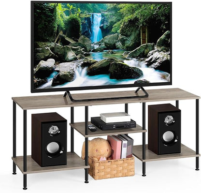 BTY TV Stand for Living Room Modern TV Console with Storage 50 Inch Small Wood Entertainment Stand with Open Storage Shelves for Bedroom, Small Space, Grey