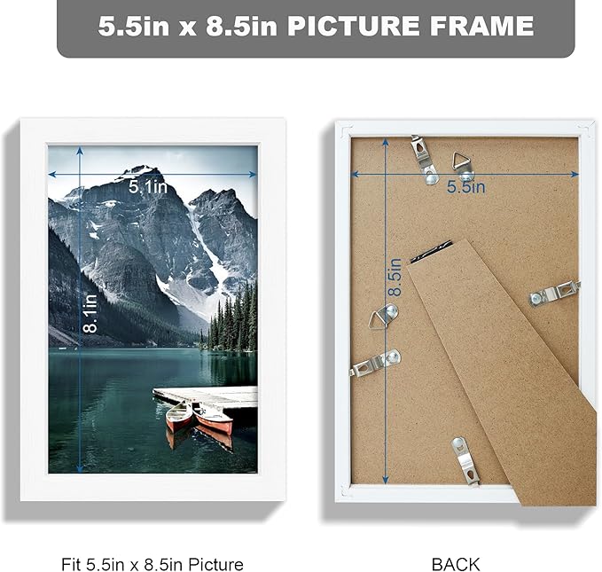 Hongkee 5.5 x 8.5 Diploma Frame - Made of Real Glass and White Wooden Frame, 5.5 by 8.5 Photo for Wall or Tabletop Display, 3 Pack