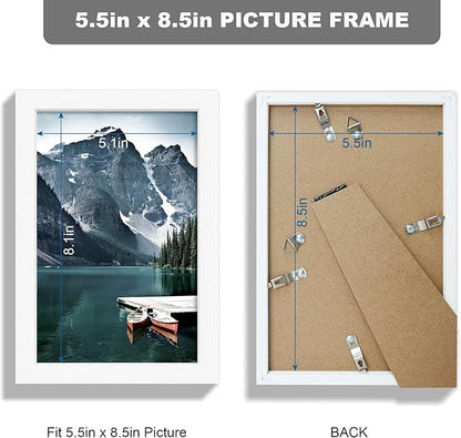 Hongkee 5.5 x 8.5 Diploma Frame - Made of Real Glass and White Wooden Frame, 5.5 by 8.5 Photo for Wall or Tabletop Display, 3 Pack
