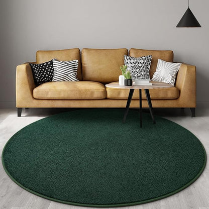 Gifeas Ultra Soft Round Area Rugs for Living Room Bedroom, 5x5 Feet Deep Green Thickened Memory Foam Modern Indoor Circle Carpets, Non-Slip Comfy Circular Rug for Boys Girls Nursery Room Home Decor