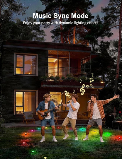APPECK Smart Outdoor Ground Lights 16 Pack, 50FT RGBW Color Changing Pathway Lights Wired, IP65 Waterproof Landscape Lights, for Garden Yard Lawn Walkway Holiday Party Decor, Compatible with Alexa