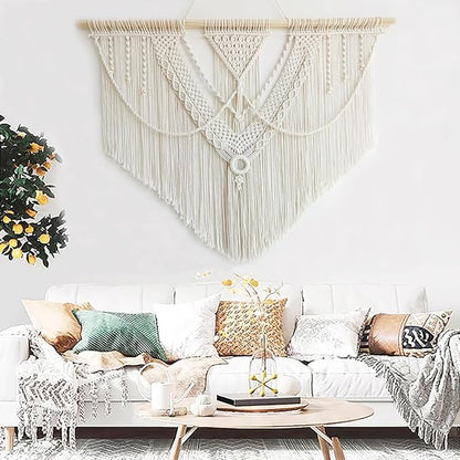 Achart Macrame Wall Hanging Large- Boho Wall Decor- large wall art- Wall Decor Living Room- Macrame Tapestry Boho Decor for Bedroom (Triangle)