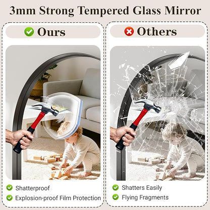 Arched Bathroom Mirror, 30" L×40" W Black Arched Mirrors for Bathroom Sink, Rustproof Black Dark Frame Mirror for Wall, Tempered Glass for Vanity,Living Room,Restroom,Entryway