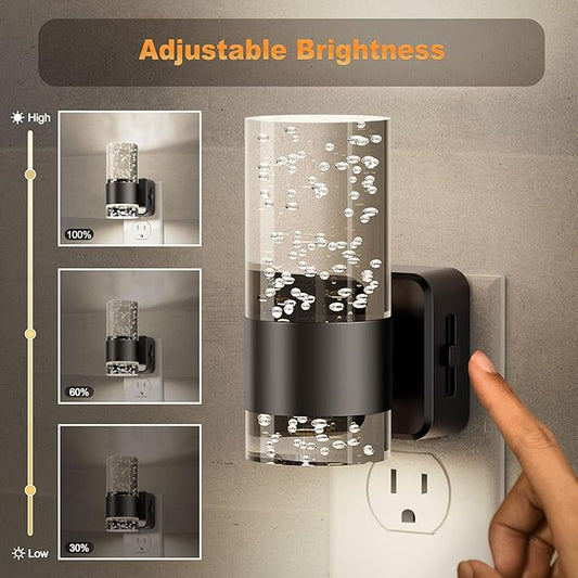 JandCase Night Light, Night Lights Plug into Wall,2 Pack LED Nightlight with Adjustable Brightness, 5000K，Automatic Night Light Plug in with Auto Light Sensor for Bathroom Hallway Room Decor