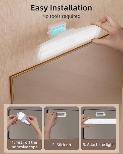 EZVALO Wireless Vanity Lights for Mirror, Rechargeable Makeup Light with 3 Color Modes, Touch Control, Adjustable Angle, Cordless Dimmable Mirror Light for Bathroom, Shave, Women Gift (1 Pcs)
