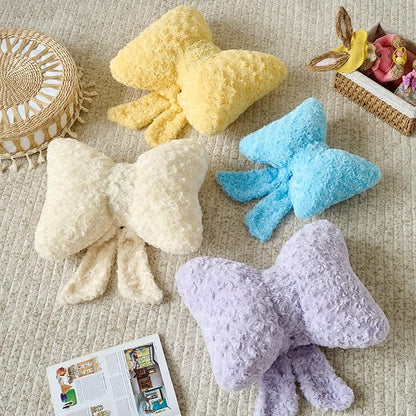 Bow Pillow, Decorative Bow Pillows with Soft Plush for Couch Bed, Bow Shaped Throw Pillow Room Decor for Bedroom, Bow Decorative Pillow for Living Room (Goose Yellow, Large-16 Inches)