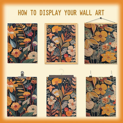 TBKHUDBI Burnt Orange Floral Canvas Wall Art,Mid Century Modern Wall Decor,Boho Terracotta Flower Picture Prints Poster Painting Artwork Set Of 3 For Living Room Bedroom Office 12x16 Unframed