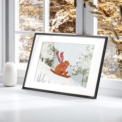 Fun Memories 16x24 Picture Frame Black, Aluminum Poster Frame 16 x 24 for Wall, 16x24 Frame with Mat for 12x18, Modern Metal Frames 16 by 24 with Tempered Real Glass, 16 x 24 Art Frames
