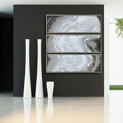 Empire Art Direct Abstract Wall Art Textured Hand Painted Canvas by Martin Edwards, Triptych, 60" x 20" each, Iced