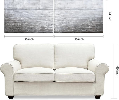Empire Art Direct Abstract Wall Art Textured Hand Painted Canvas by Martin Edwards, Diptych, 24" x 36" each, Silver Light