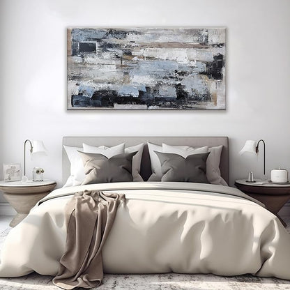 KUPTEU Canvas Wall Art Decor Modern Large Wall Art For Living Room Abstract Art Blue Black Wall Art Prints Artwork for Walls Abstract Canvas Art Wall Decor Bedroom Office Decor 24"x48"