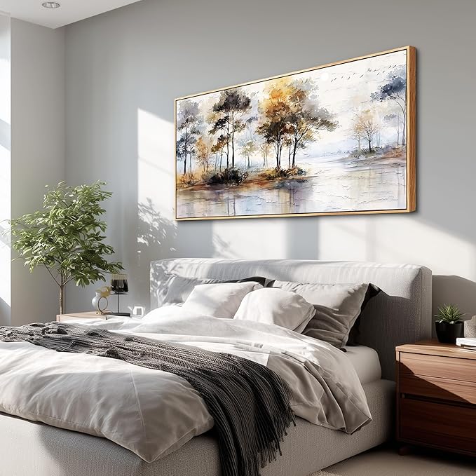 Wapluam Landscape Wall Art,Abstract Wall Art Artwork Forest Canvas Wall Art Vintage Trees Pictures Decor Canvas Painting Framed Ready To Hang Living Room Bedroom And Office Wall Decor 20x40 Inch