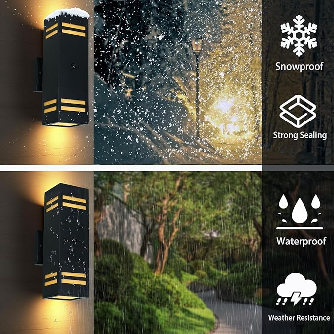 iYogaled Motion Sensor Outdoor Light with 25ft Detection Range, 3 Lighting Modes Dusk to Dawn Porch Light, Waterproof Wall Sconce for Yard, Patio, Garage, Front Door, ETL Listed (Bulbs Inclued