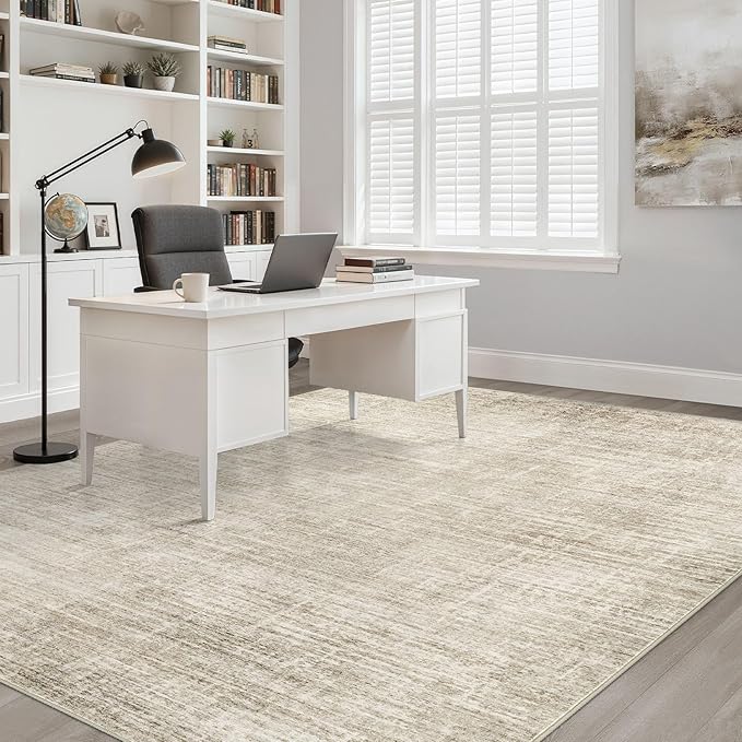 6x8 Area Rugs Living Room: Washable Large Neutral Beige Rug Abstract Soft Modern Stain Resistant Indoor Floor Non-Slip Carpet for Bedroom Nursery Kids Office Playroom Dining Room Under Table Home