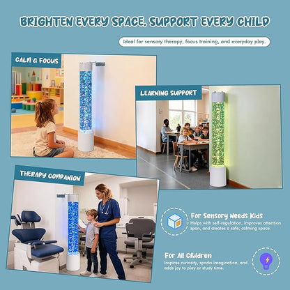 Bubble Tube Floor Lamp – Works with Various Controllers, Color-Changing Aquarium Mood Light for Visual Stimulation & Relaxation in Home, Sensory Rooms & Therapy Clinics (3.5FTJumble Bead Bubble Lamp)