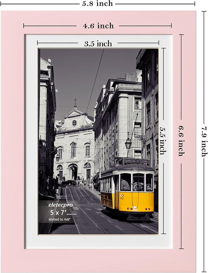 eletecpro 5x7 Picture Frames Set of 10, Picture Frame Collage Wall Decor Display 4x6 Photo with Mat or 5x7 without Mat, Home Decor Gallery Frame for Table Top or Wall Mounting, Pink