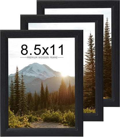 KTKDE 8.5x11 Picture Frame Set of 3,Certificate Frame Black with Clear Plexiglass, 8.5 by 11 Picture Diploma Document Degree Frames for Wall and Tabletop,best gift