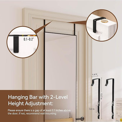 NARCISSUS 57x16 Mirror Door Hanging Full Length Body with Floor Stand or Wall Mounted Metal Aluminum Frame Tempered Glass Rectangle Mirrors for Bedroom Dressing Living Room Bathroom 57 inch Black