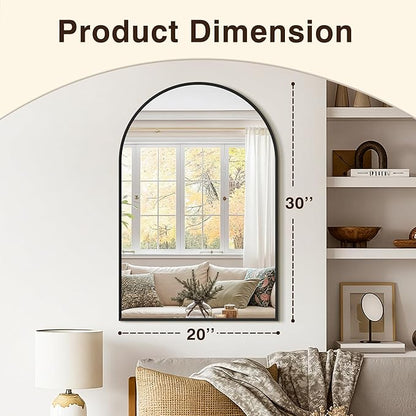 Vanity Bathroom Mirror for Wall, 2 Pack 30"x20" Arched Bathroom Mirror for Over Sink, Arched Metal Frame for Bedroom, Living Room, Entryway, Hanging or Leaning, Black
