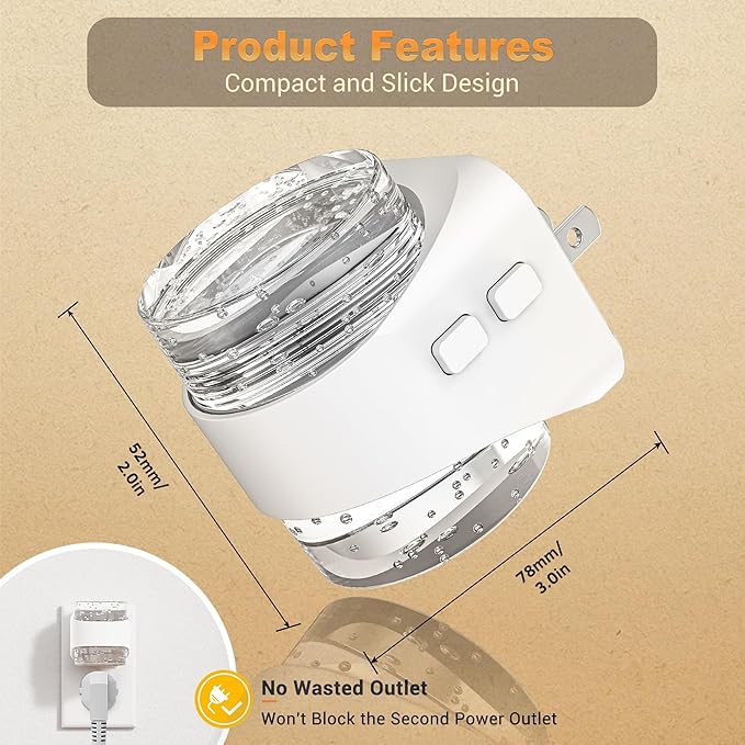 JandCase LED Night Light, Bubble Night Lights Plug into Wall, [2 Pack] Night Light 3000K/4000K/5000K & 3 Brightness Levels, Dimmable Nightlight with Dusk to Dawn Sensor for Bathroom Hallway Bedroom