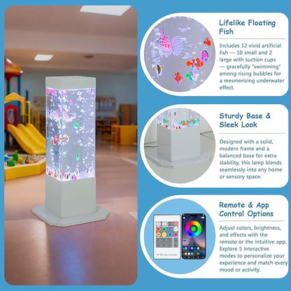 Bubble Tube Floor Lamp – Works with Various Controllers, Color-Changing Aquarium Mood Light for Visual Stimulation & Relaxation in Home, Sensory Rooms & Therapy Clinics (32Inch Bubble Lamp)