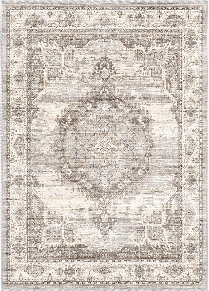 YOUFORTONG 12x15 Area Rug Washable：Large Living Room Area Rugs - Machine Washable Stain Resistant Rug - Soft Low Pile Carpet for Bedroom Dining Room 12'x15' Beige