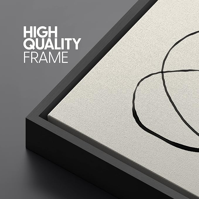 SIGNLEADER Framed Canvas Print Wall Art Set Duotone Geometric Spiral Ring Circle Collage Abstract Shapes Illustrations Modern Art Boho Decorative for Living Room, Bedroom, Office - 16"x24"x3 BLACK