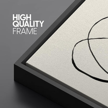 SIGNLEADER Framed Canvas Print Wall Art Set Duotone Geometric Spiral Ring Circle Collage Abstract Shapes Illustrations Modern Art Boho Decorative for Living Room, Bedroom, Office - 16"x24"x3 BLACK
