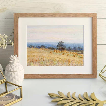 8.5x11 Picture Frame, Solid Oak Wood 8.5 by 11 Picture Frame with Mat to 6x8(Openning Size is 5.5x7.5), 11x8.5 Natural Oak Frames for Wall and Tabletop Display, Set of 3