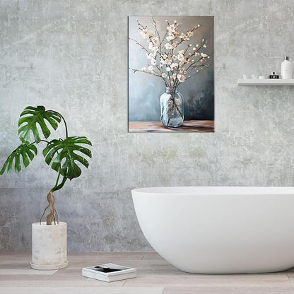 daktenn Floral Canvas Wall Art Bathroom Wall Art Pictures Wall Decor Home Decor Wall Decor for Bedroom Livingroom 18x24 Inches